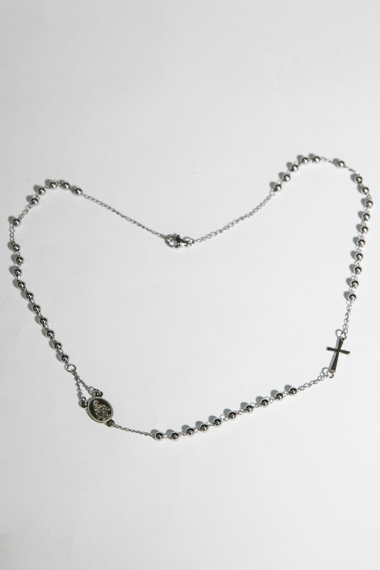 Corona rosario girocollo in acciaio con grano 4 mm - Magnificat