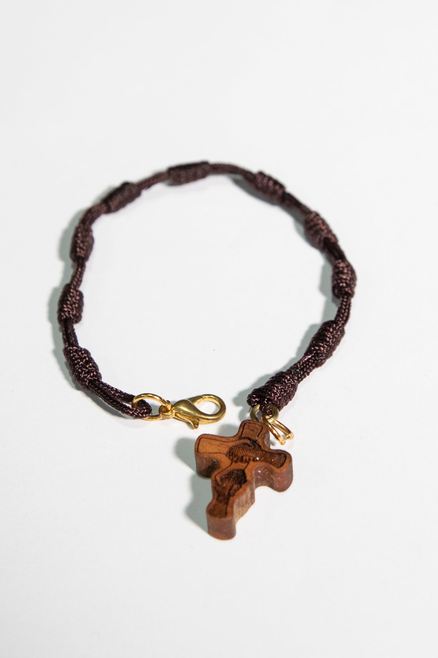 Bracciale in corda con croce dell'amicizia in ulivo  - Magnificat