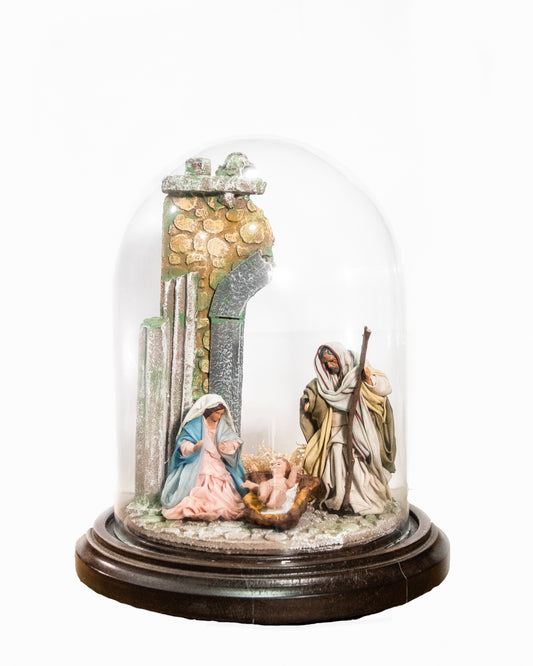 Natività in campana con cupola in vetro 20x25 - Magnificat