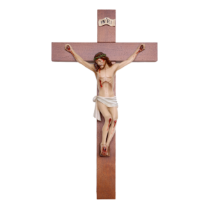 Statua Cristo in croce su croce di legno 60x31 cm