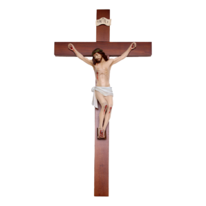 Statua Cristo in croce su croce di legno 85x45 cm
