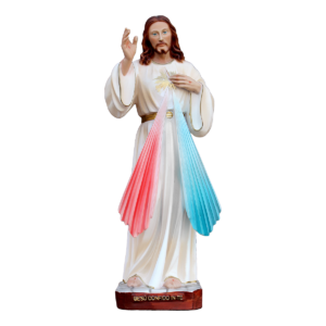 Statua Gesù Misericordioso in resina decorata 30cm