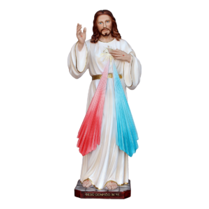 Statua Gesù Misericordioso 50cm In resina vuota  decorata