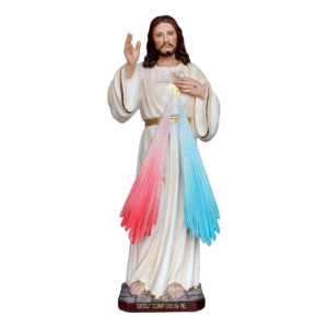 Statua Gesù Misericordioso 60 cm In resina vuota decorata