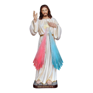 Statua Gesù Misericordioso 80 cm In resina vuota decorata