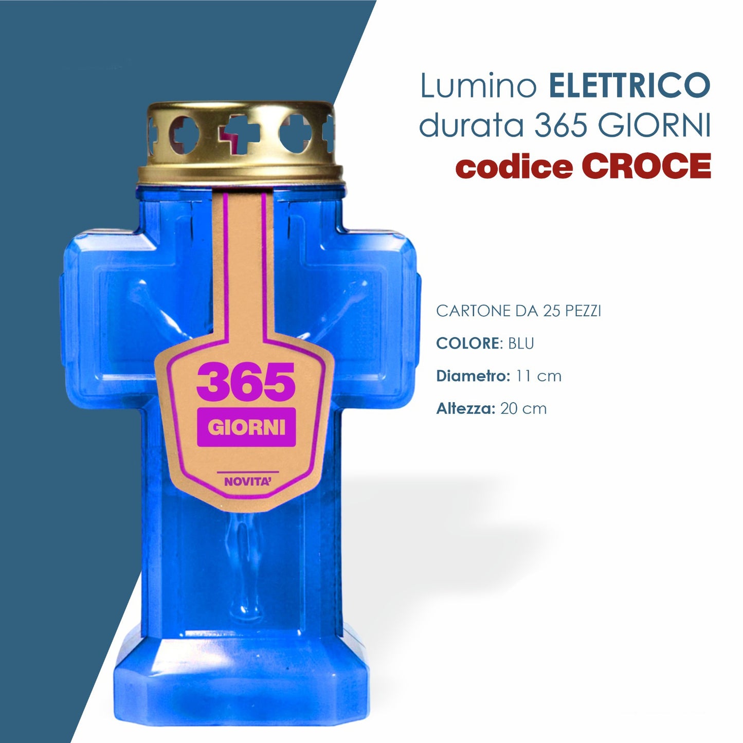 Lumino elettronico a forma di croce da 365 giorni in vari colori - Magnificat