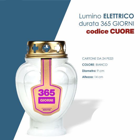 Lumino elettronico in vari colori a forma di cuore 365 giorni - Magnificat