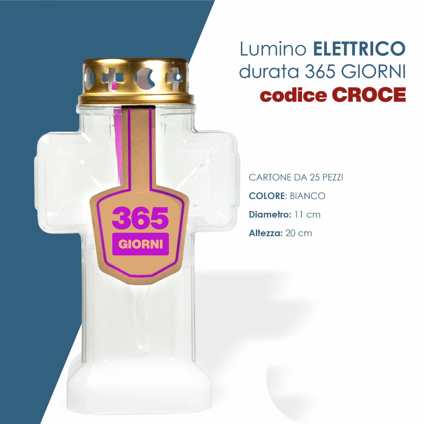 Lumino elettronico a forma di croce da 365 giorni in vari colori - Magnificat