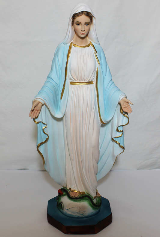 Statua Madonna miracolosa in resina piena decorata 40cm