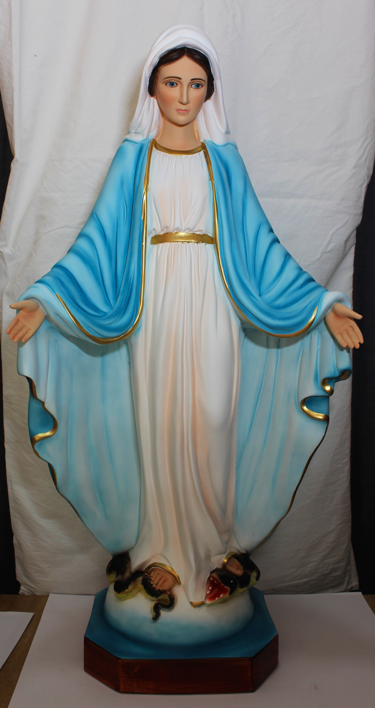 Statua Madonna miracolosa in resina vuota decorata 85cm